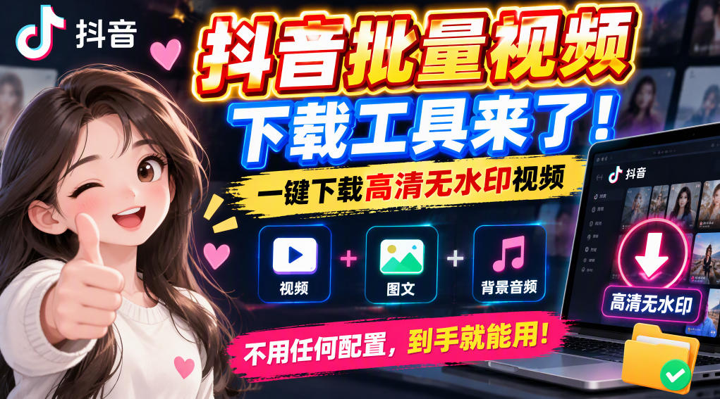 抖音批量视频下载工具，一键下载高清无水印视频，到手就能用-副业网