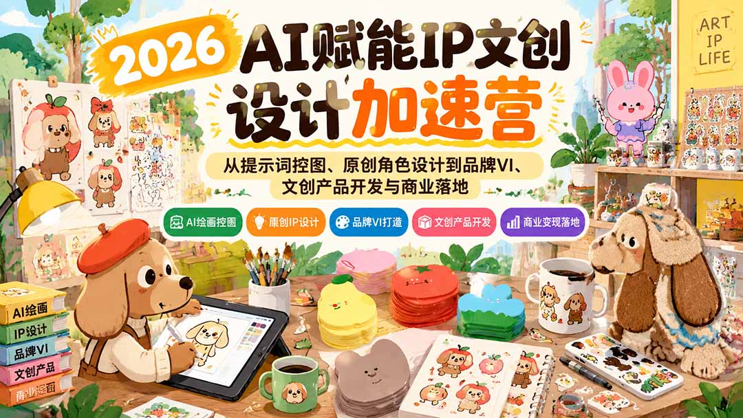 2026AI赋能IP文创设计加速营：从提示词控图、原创角色设计到品牌VI、文创产品开发与商业落地-副业网