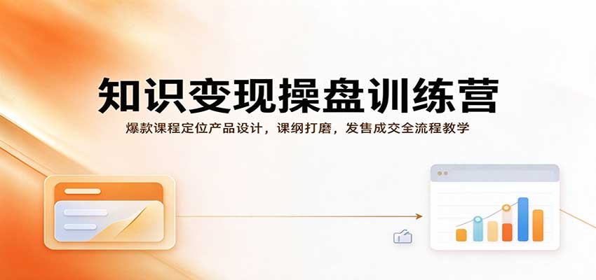 知识变现操盘训练营：爆款课程定位产品设计，课纲打磨，发售成交全流程教学-副业网